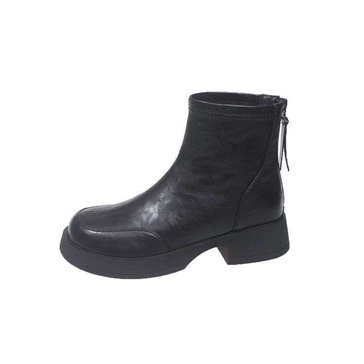 British style retro Martin boots women's 2025 new autumn and winter thin velvet short boots versatile thick-soled elastic thin boots