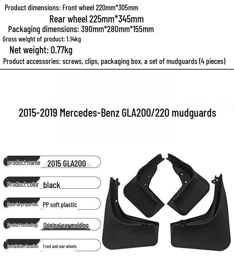 Zástěrky Mercedes-Benz GLA200/220 (2015-2019) - Ideální pro přeshraniční obchod