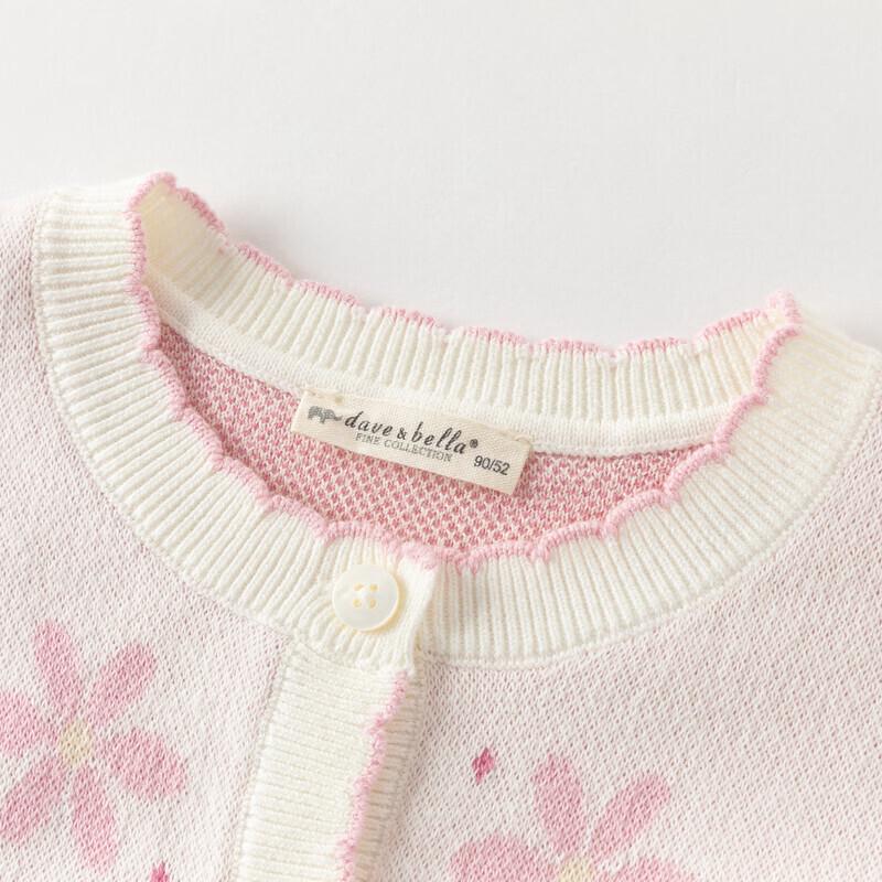 DAVE & BELLA Girls' Spring Floral Anti-Static Knit Cardigan