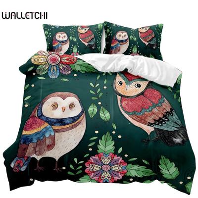 Eulen-Bettbezug-Set, süße Eule für Kinder, Jungen und Mädchen, süßes Tier-Bettwäsche-Set, Bettwäsche, Doppel-, Queen- und King-Size-Bettbezug aus Polyester