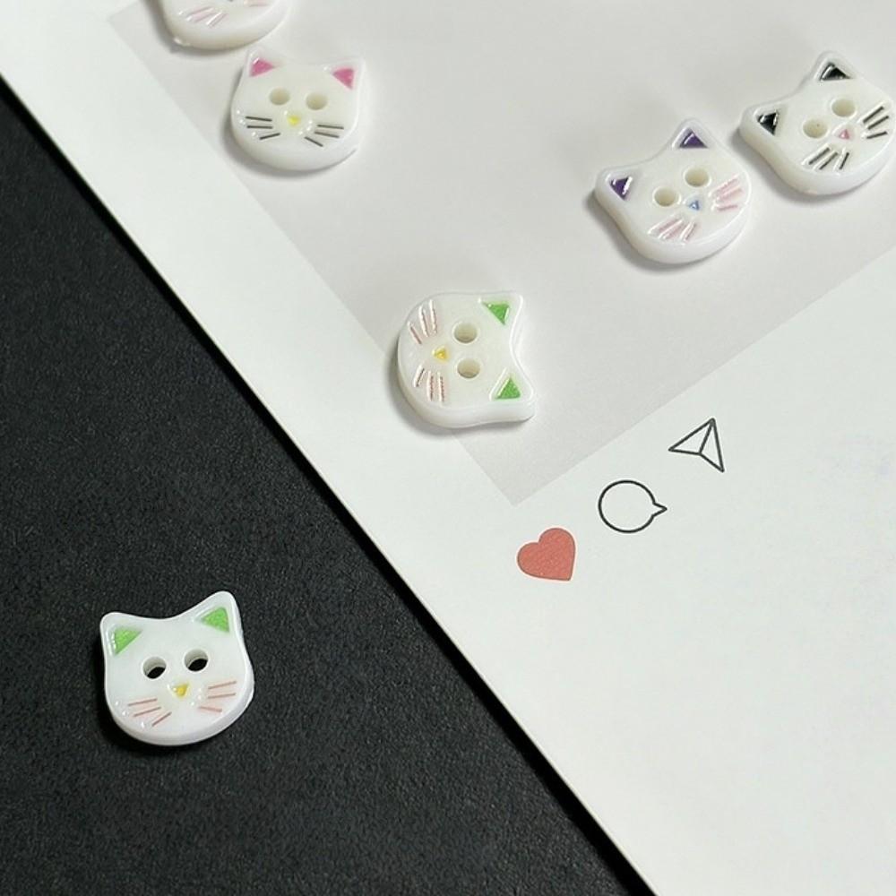 40pcs Creative Kitty Buttons 12mm Kitten Head Buttons Mini Calico Cat Buttons Clothing Coat