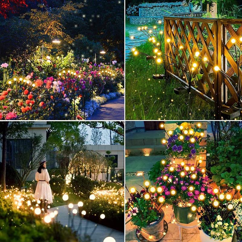 Solar-LED-Glühwürmchen-Lampe für den Außenbereich, Garten-Rasenlampe, Hofkanal-Landschaftslampe, Solar-Himmel-Stern-Schaukellampe, für den Außenbereich, Blumenbeet, Weihnachtsdekoration