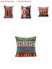 Premium Housse De Coussin Carr Coton Imprim Lettres Rtro Mlang For Timeless Elegance