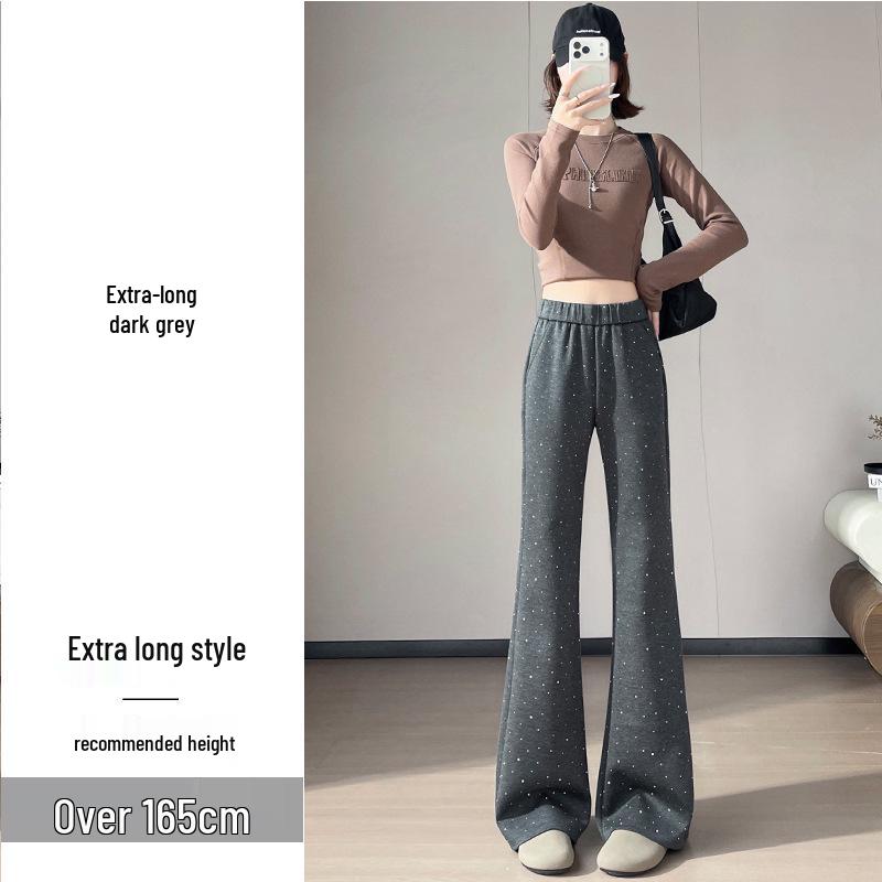 Spring/Summer 2026 Rhinestone Star High-Waisted Flare Sweatpants for Women Small
