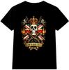 Skull Union Jack Pirate Biker T Shirt Crown Vintage Graphic Tee Mens Womens