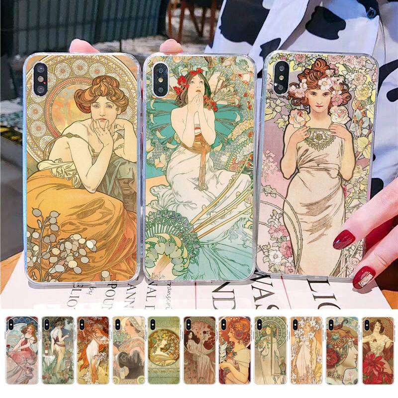 MaiYaCa Art Poster Alphonse Mucha Painted Phone Case for iPhone 11 12 13 Mini Pro XS MAX 8 7 6 6S Plus X 5S SE 2020 XR Case