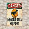 Vintage Dinosaur Warning Sign Metal Poster for Wall Garage Decor