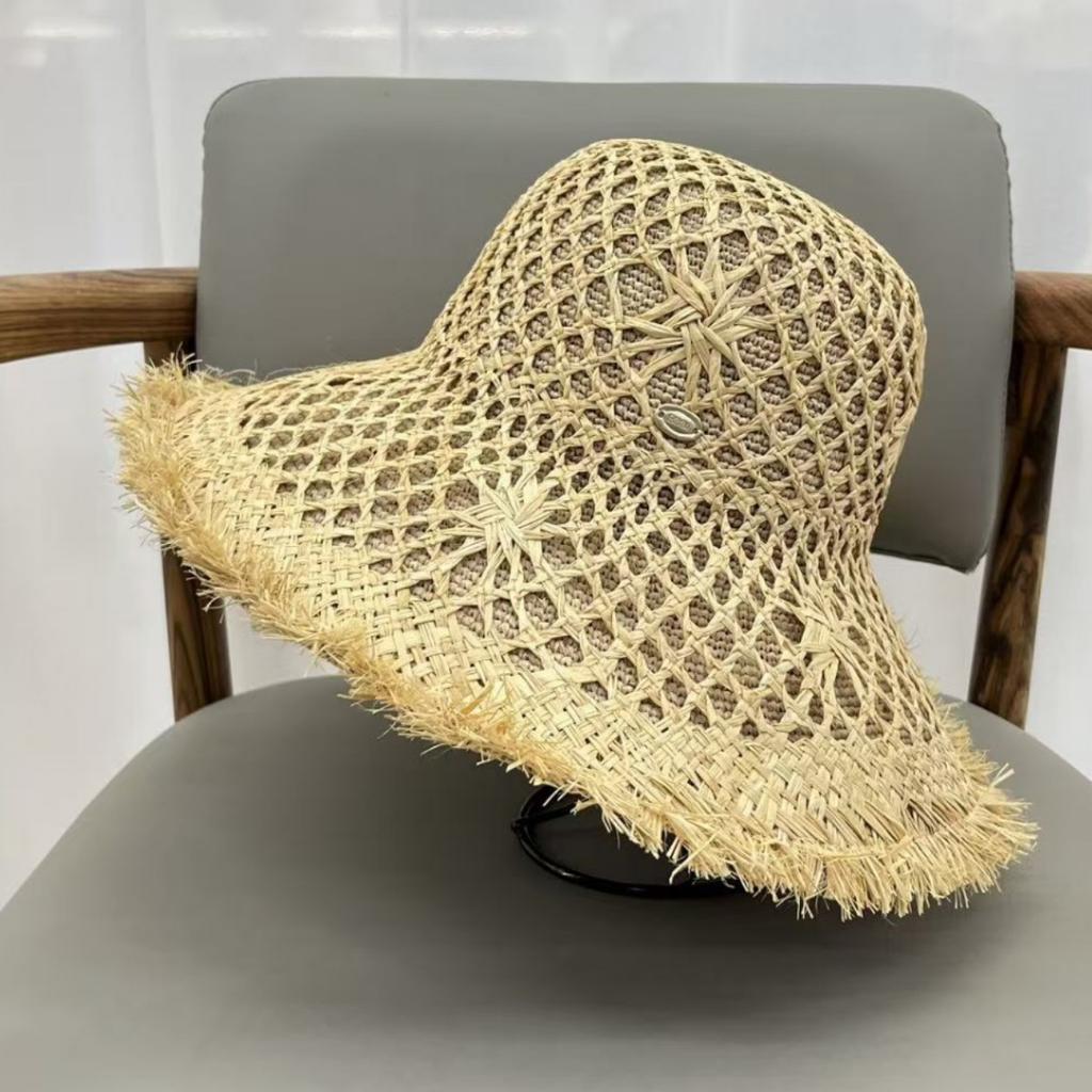 Lafite Hollow Sun Protection Large Brim Straw Hat for Women, UV Protection Beach Sun Hat for Summer