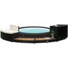 VidaXL Contour for Spa Black Poly Rattan and Solid Acacia Wood 316651