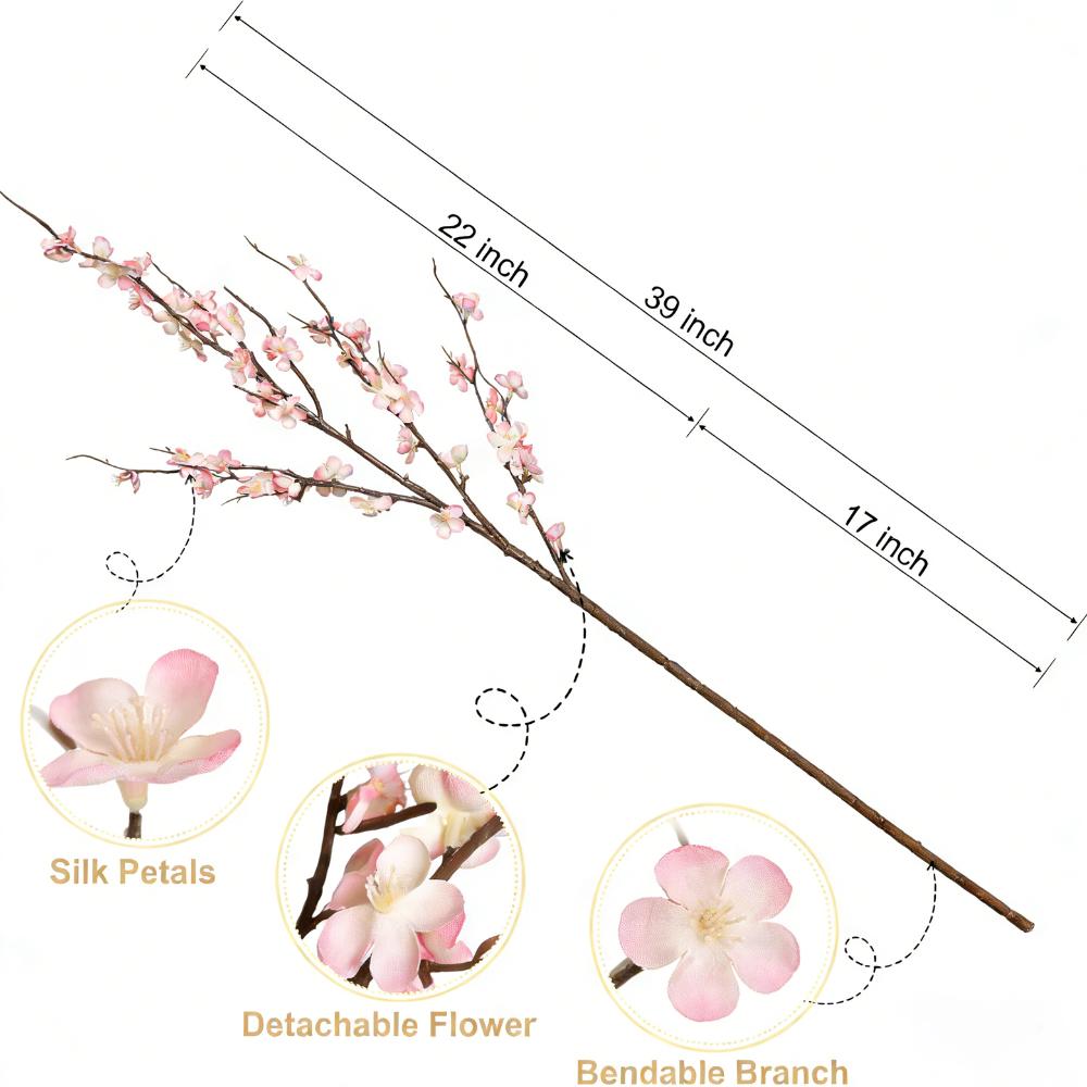 New 39inch Artificial Plum Blossom Chinese Style DIY Wintersweet Faux Flower Long Branch Simulated Plum Blossom Home Decor