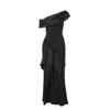 Ein-Schulter Mesh Ribbon Kleid Kleid Temperament schlank schwarz langes Kleid Frau