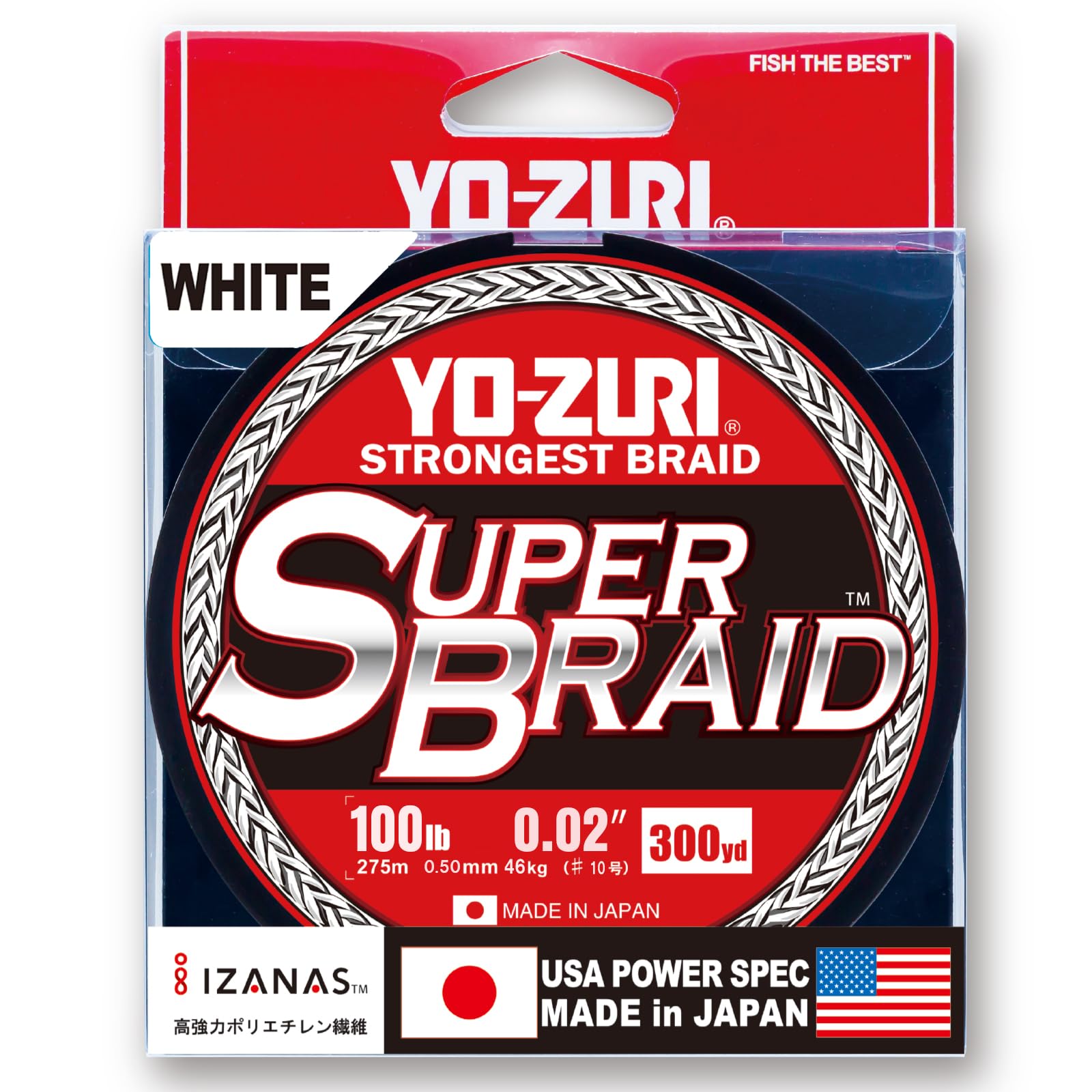 

PE Line Super Braid 300YDS 100Lbs White YO-ZURI Color білий