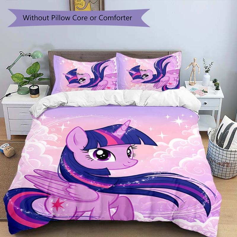 Twilight Sparkle 3pcs Bedding Set Duvet Cover Closure Includes 1 Duvet Cover & 2 Pillowcases for All Seasons Bedroom Home Dorm Decor