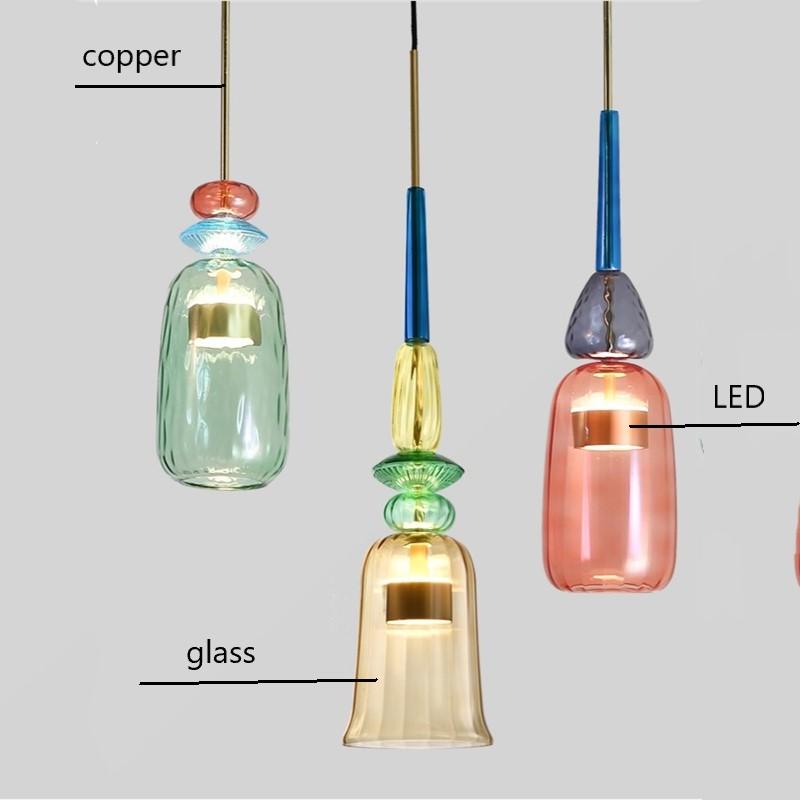 Nordische Farbe Süßigkeiten Pendelleuchten modern Wohnzimmer Schlafzimmer Kinderzimmer Glas Hängelampen Luminaira Heimdekor Leuchten