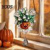 Pumpkin Party Decor Halloween Acrylic Hanging Decoration, Cartoon Ghost Ornament with Double Sided Bell, Suncatcher for Indoor Outdoor Holiday