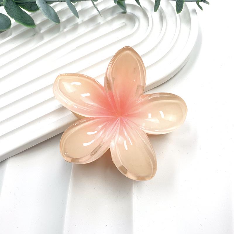 Retro Colorful Frangipani Flower Hair Claw Clip for Women