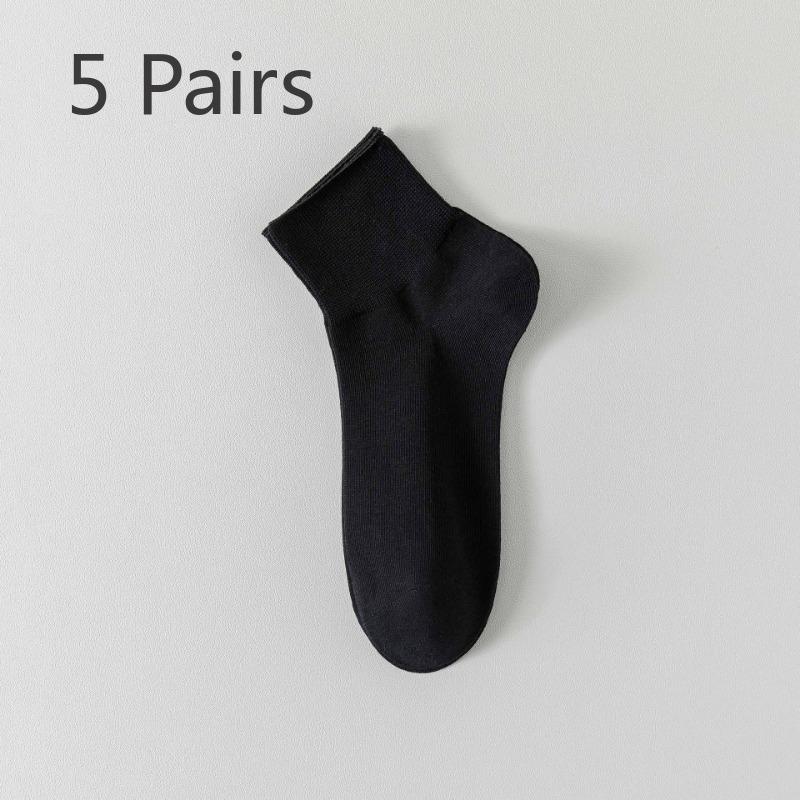 5 Pairs of Women's Spring and Summer Thin Pure Cotton Deodorant Sweat Absorption Sports All Match Mid Tube Socks