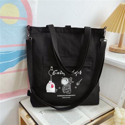 Bag Women's Spring and Autumn Cartoon Ins Personalized Canvas Large Capacity Women's Bag Backpack, Crossbody Handheld Shoulder Bag