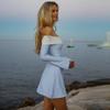 Off Shoulder Long Sleeves Slim Mini Dress Women's Sexy Elegant Outfit Prom Birthday Party Clubwear Dress