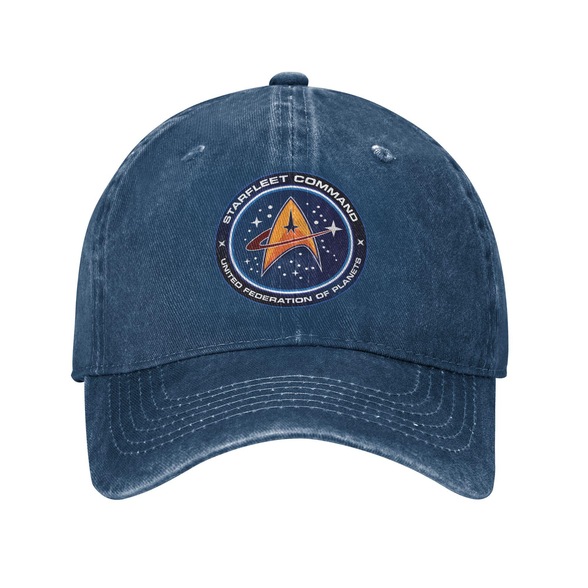 

Унисекс Star Treksd Starfleet Printed Hat Casual Distressed Denim Washed Baseball Cap Регулируемая Adjustable темно-синий