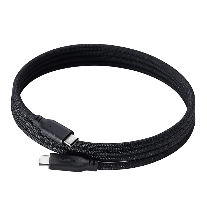 

Кабель ELECOM USB Type C длиной 1,5 м, совместимый с PD, 100 Вт / 5 А, магнитный сетчатый кабель, прочный, мягкий, черный [совместимость с iPhone 16 серии проверена]