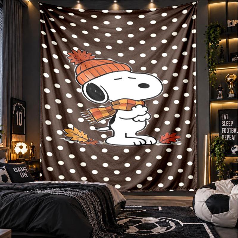 Cozy Autumn Snoopy Cartoon Theme Beach Towel Personalized Custom Name & Text Soft Quick Dry Beach Towel for Swimming Travel