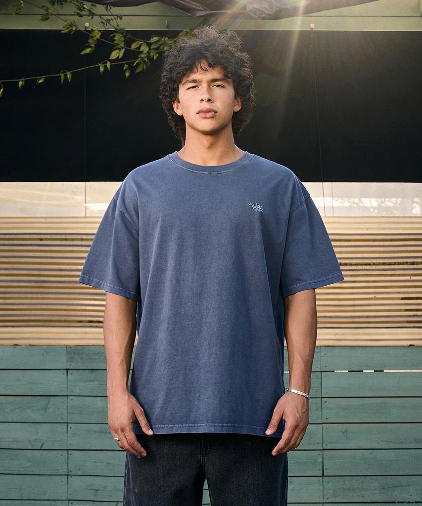 Peullukeu Slam Logo Pigment Short Sleeve T-Shirt Light Navy Fst749
