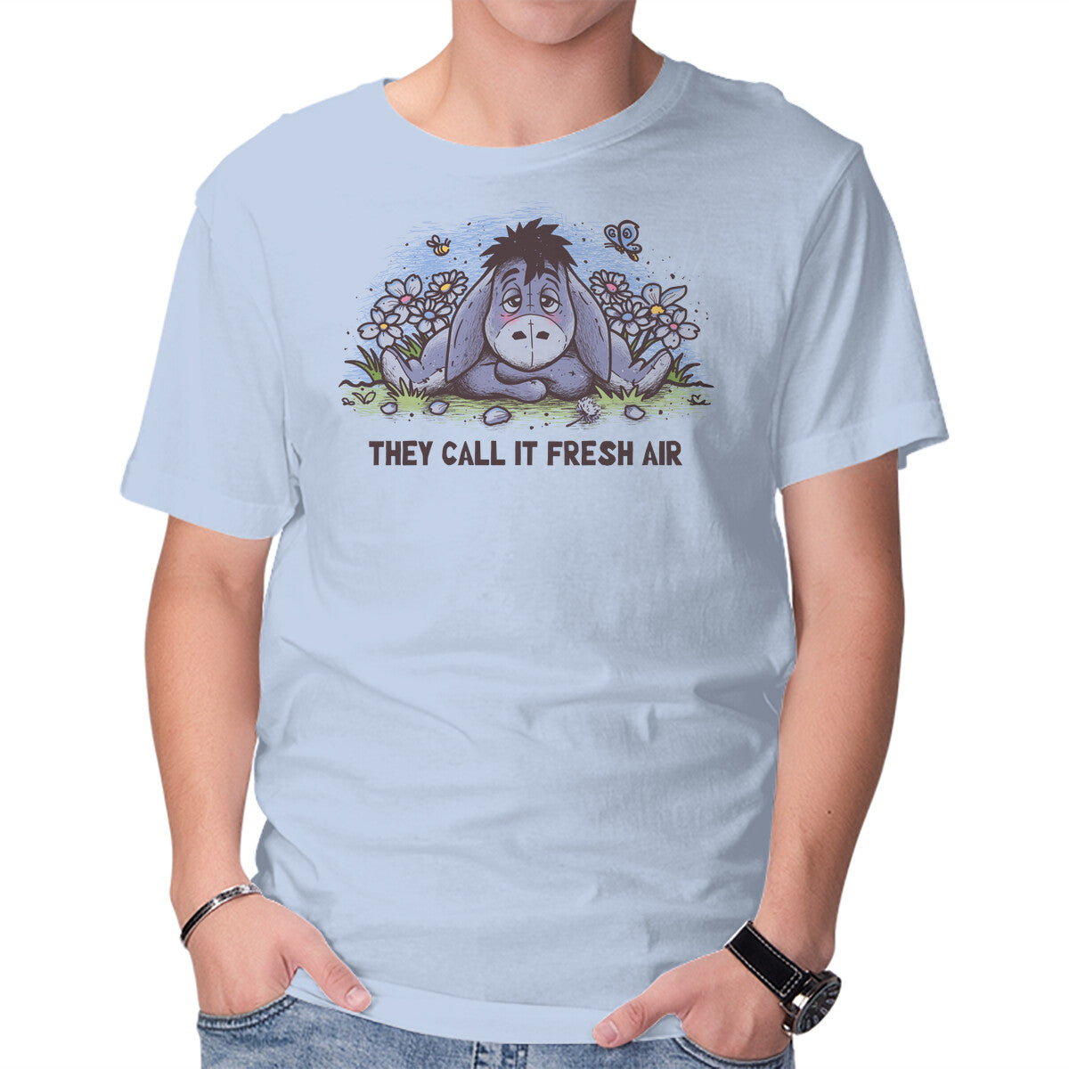 Unisex Crew Neck T-Shirt Allergic Donkey Graphic Short Sleeve Casual Tee L