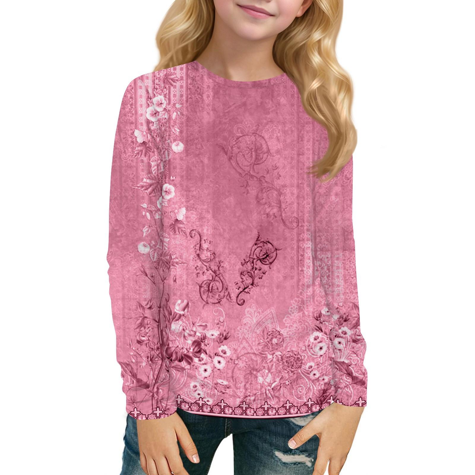 Children s Long-sleeved O-neck Top Printed Daily Casual 110 розовый