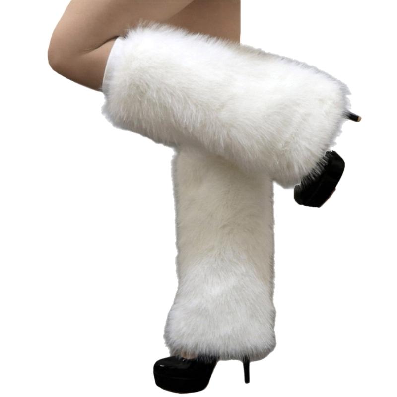Elegant Soft Furry Leg Warmers Winter Accessory for Women Thermal Warm Fuzzy Plush Boot Cuffs Covers Leg Gaiters Socks