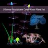 Set aus 4 fluoreszierenden Korallenmoos-Aquariendekorationen in leuchtenden Farben mit lebensechten Details, sicheren und farbintensiven Landschaften