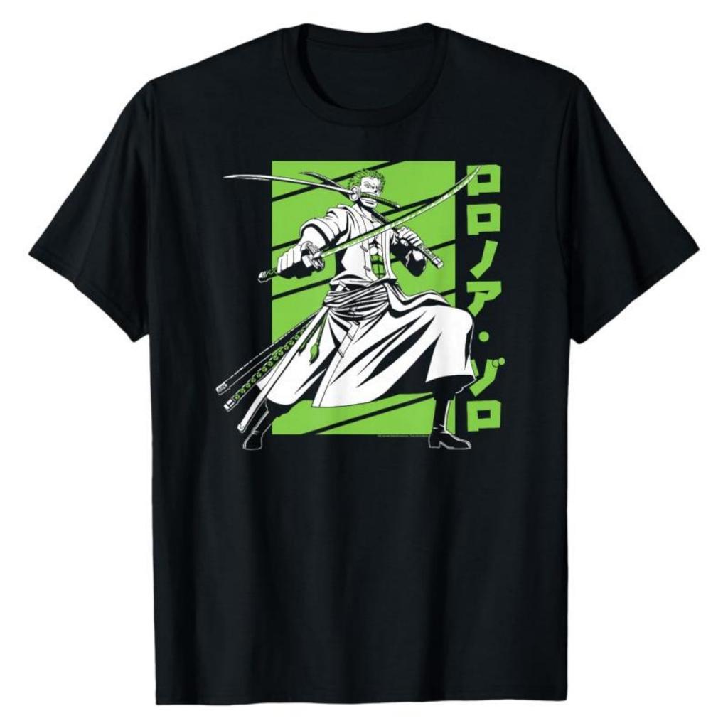 Roronoa Zoro Wano Samurai One Piece TShirt Anime Samurai Style Graphic Print Pure Cotton Crew Neck Casual Streetwear Tops