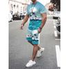 Hawaiian Style Coconut Tree 3D Digital Printing Full Body Print Men'S T-Shirt + Beach Pants Shorts Couple Set