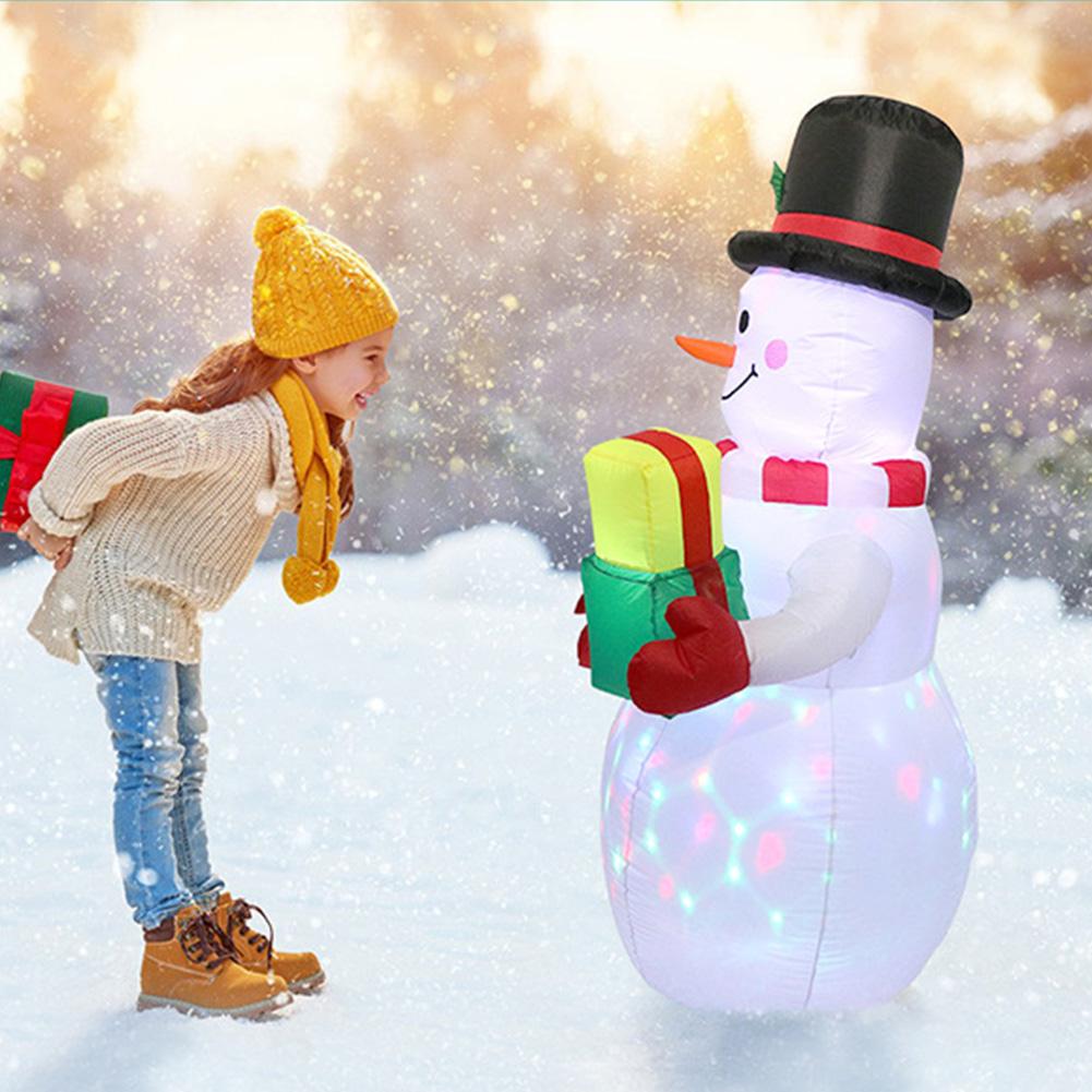 1Pc 1.5M Christmas Inflatable Gift Pack Snowman Model with LED Lights Christmas Outdoor Courtyard Garden Decorae Props