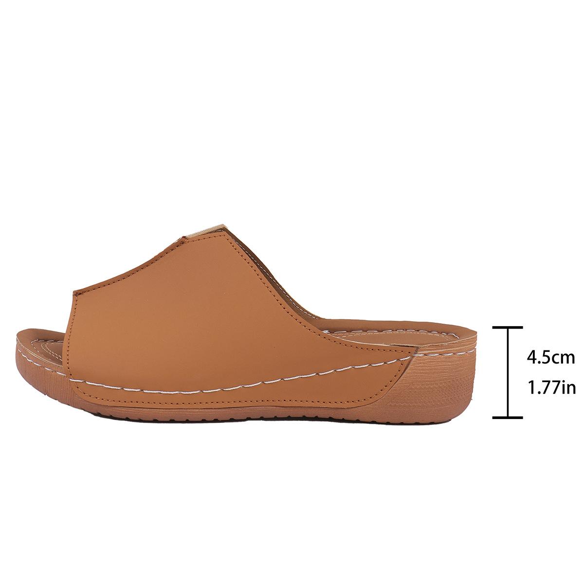 

Foreign trade popular slope heel slippers women s thick bottom women s cool slippers casual and lightweight large size ladies slippers 43 світло-коричневого кольору