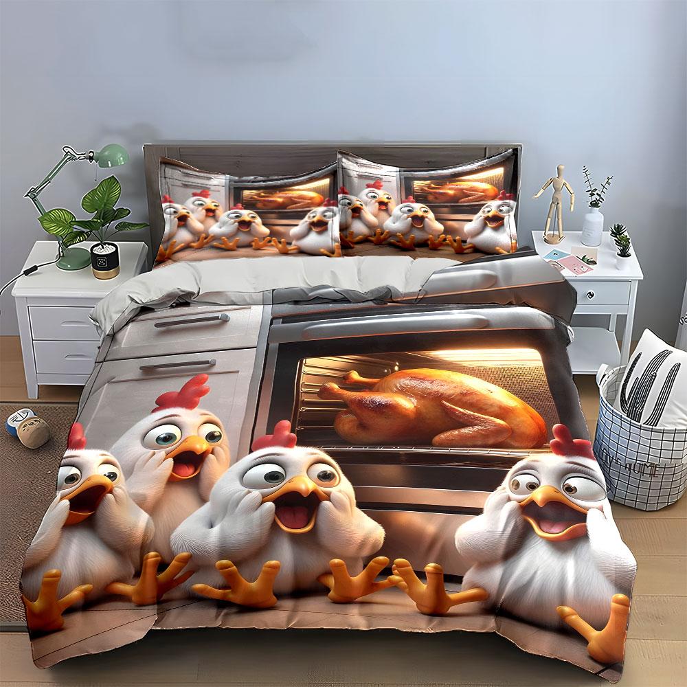 """Trio di Polli Animatissimi Sorpresa in Cucina""" Squisito set da letto a tre pezzi, regalo per bambini e adulti"""