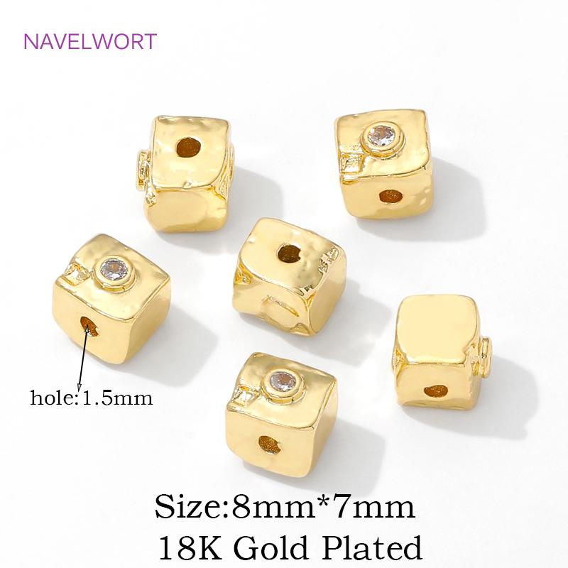 18K Gold Plated Square with Zircon Spacer Beads For Bracelet Making,Beads Separators,DIY Jewelry Making,Accessories For Jewelry