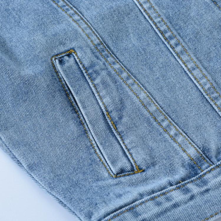 ZIMOXUAN Stylish Loose Fit Blue Denim Jacket for Women, Casual Long Sleeves and Retro Design