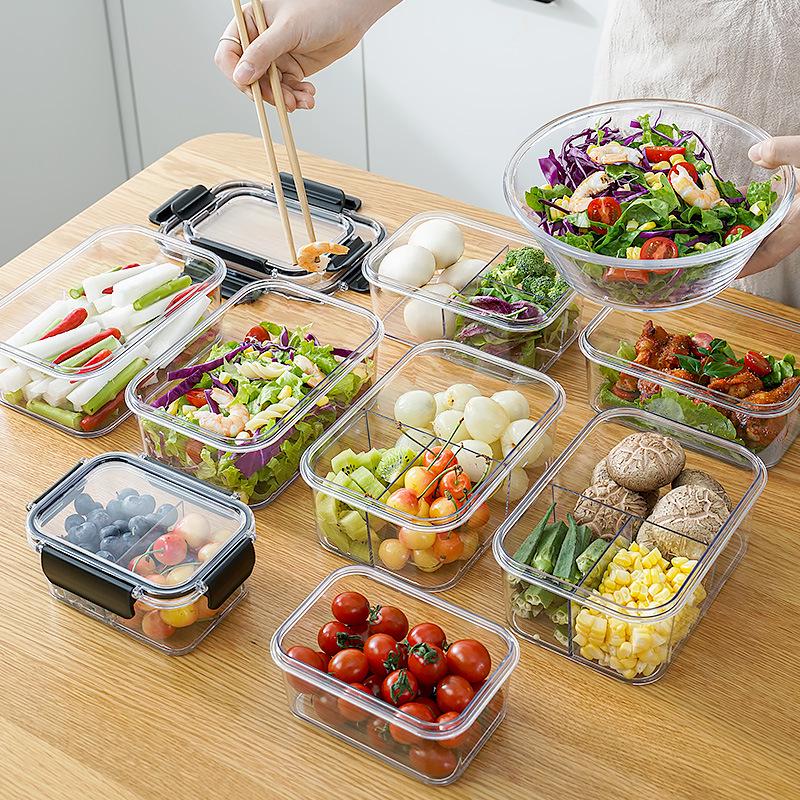 Transparent Food-Grade Refrigerator Storage Box for Fresh Produce and Lunches