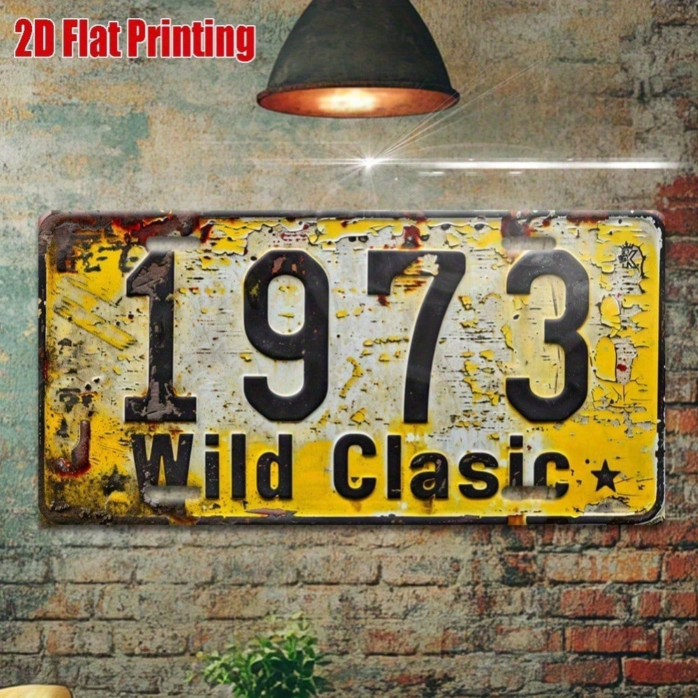 Vintage 1973 Classic Metal License Plate Wall Art 11.8x5.9 Inches Rustic Aluminum Sign for Garage Man Cave Retro Outdoor Decor