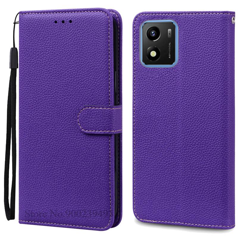 

Для чехла Vivo Y01 Vivo Y15A Y15S Кожаный чехол-книжка с кошельком Чехол для телефона для Vivo Y01 Y 01 V2166 V2120 V2147 V2134 Обложка Fundas for Vivo V2134 темно-фиолетового