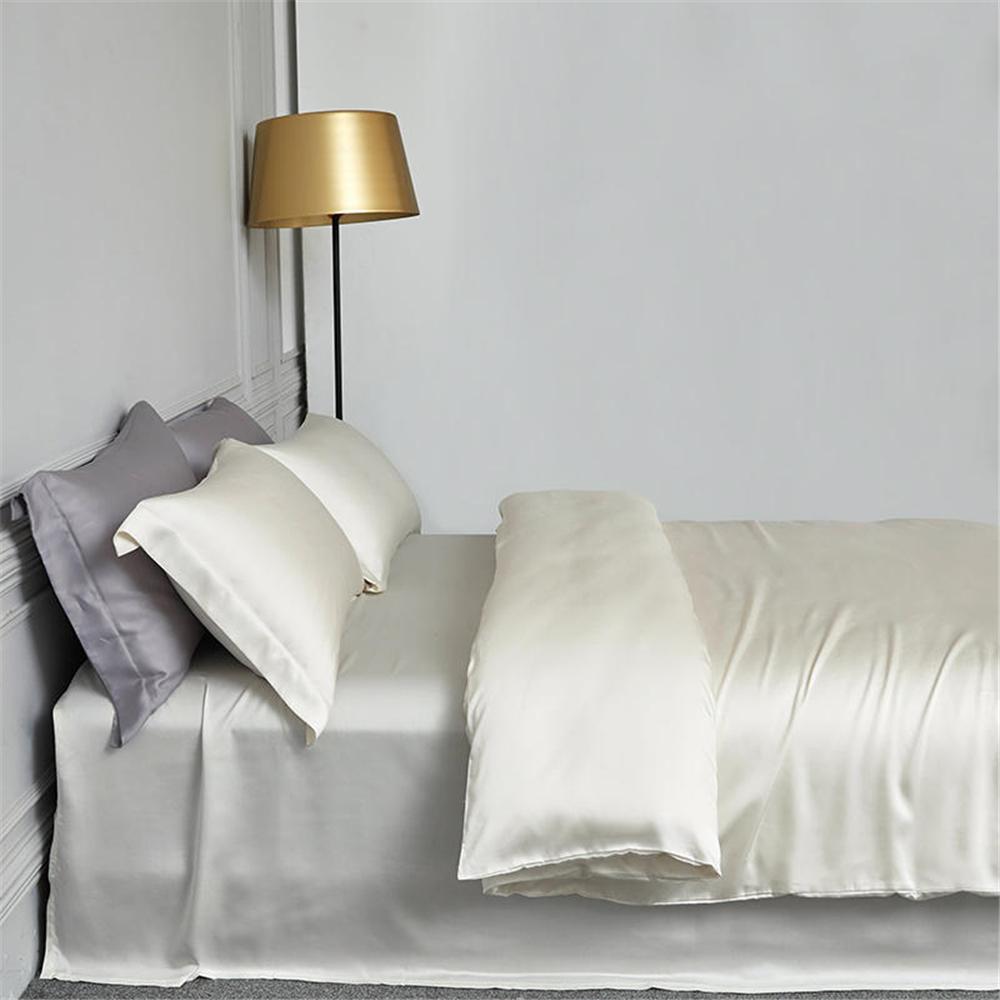 Lofuka Luxury Beauty 100% Silk Bedding Set Pure Silk Women Quilt Cover Double Flat Sheet Fitted Sheet Pillowcase For Deep Sleep