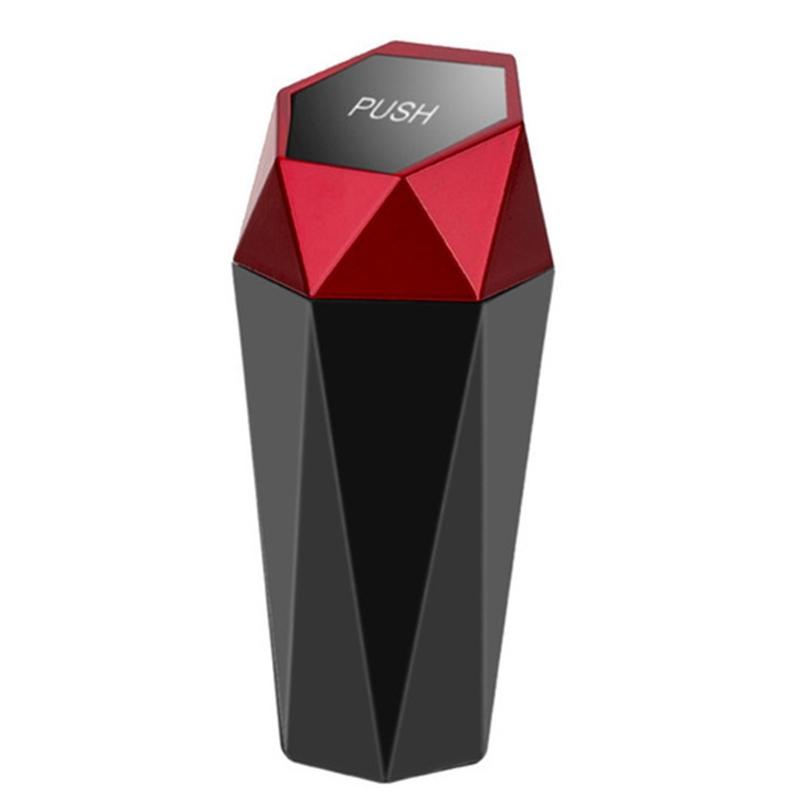 

Cute Small Garbage Bin Holder for Vehicle with Lid Storage Box Rhombus Design 1