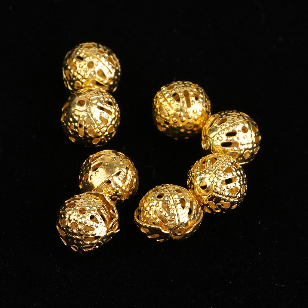100 Stück goldene hohle filigrane Kugeln, lose Distanzperlen für die Schmuckherstellung, 8 mm