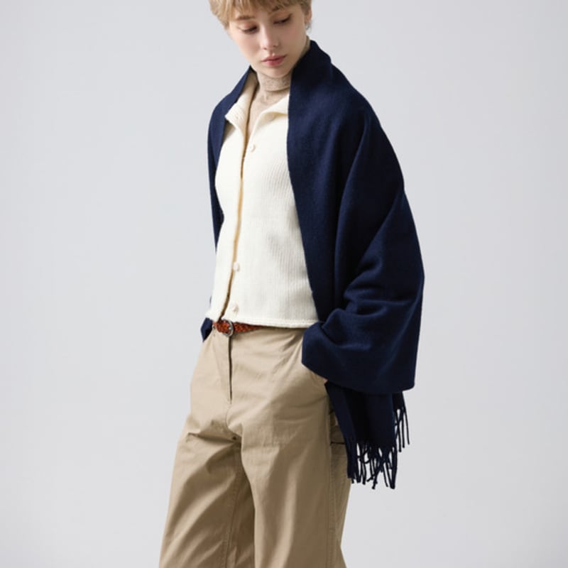 ABRAHAM MOON Merino Wool Shawl 70cm - Navy