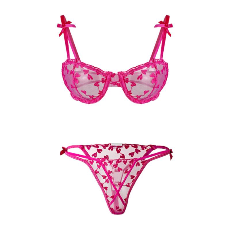 Сетчатый прозрачный кружевной сексуальный комплект нижнего белья соблазн сексуальное нижнее белье летний новый s [with steel ring and no breast pad]