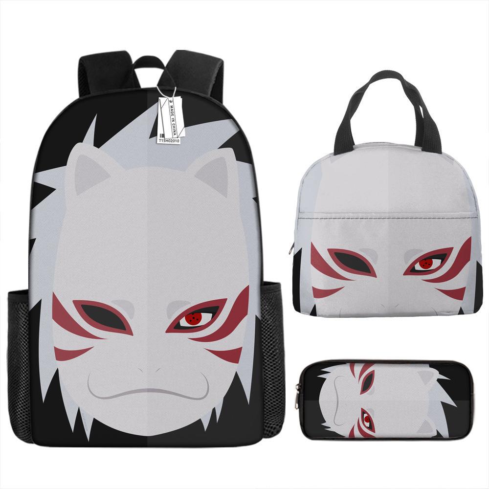 Naruto Schoolbag Elementary School Boys Large Capacity Schoolbag Lunch Bag Pencil Case Three-piece Set