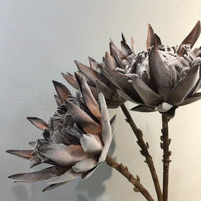 1Pc Simulation Single Dried King Protea Flower, for Wedding Home Decoration Holiday Decoration Valentine's Day Gift Birthday Gift