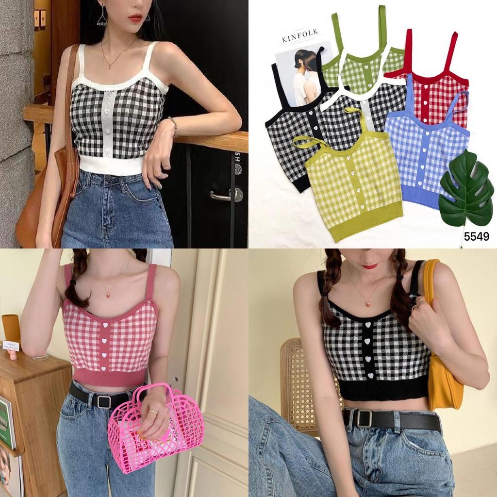French Girl Summer Crop Top With Colorblock Pattern And Corset Style For Casual Wear