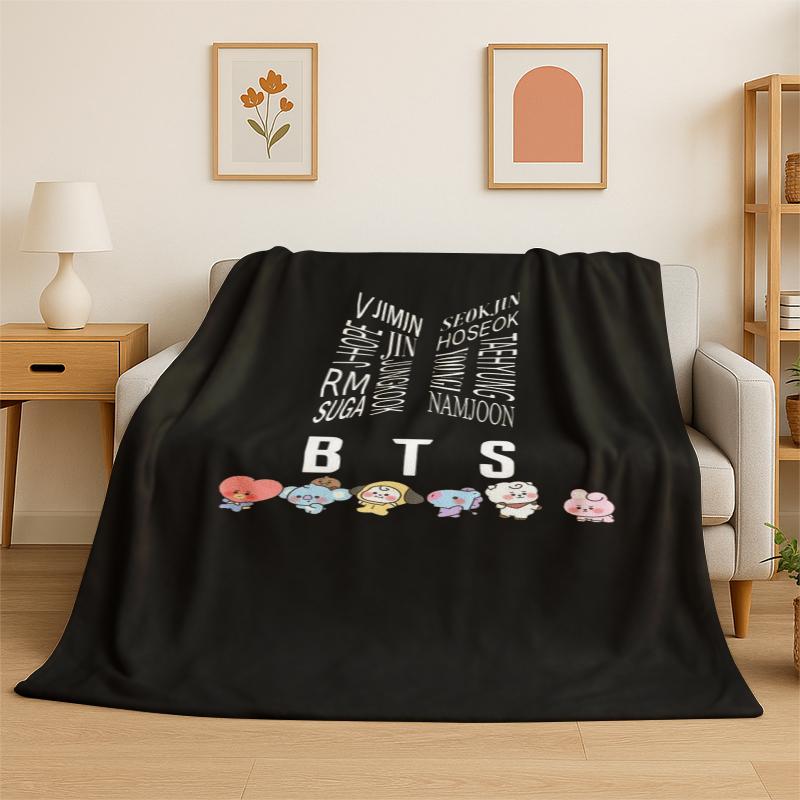 Kpop BBTS Fashion Group Stern Flanelldecke Weiche Warme Überwurfdecke für Schlafzimmer Wohnzimmer Bett Reise Camping Picknick Geschenk